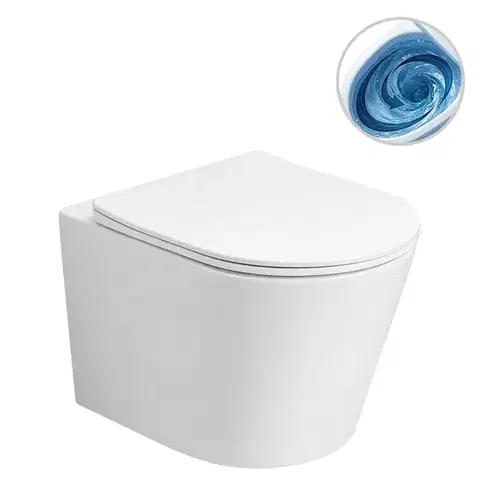 Záchody CERANO - WC závesné Hugo, Vortex + Slim/UF sedátko - biela lesklá - 53,5x36 CER-680363