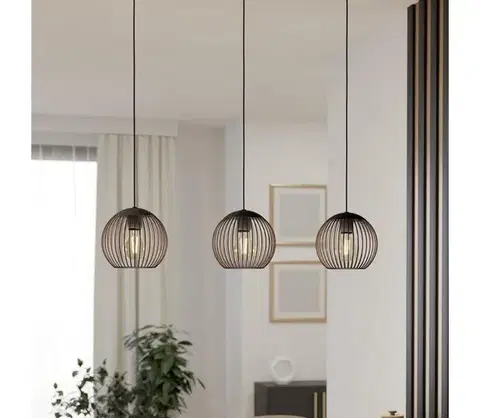 Svietidlá Eglo 901869 - Závesný luster ALMANZORA 3xE27/60W/230V, čierny 901869