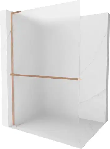 Sprchové dvere MEXEN/S - Kioto+ L Sprchová zástena WALK-IN s poličkou a držiakom uterákov 70 x 200, dekor, meď kartáčovaná 800-070-123-65-30
