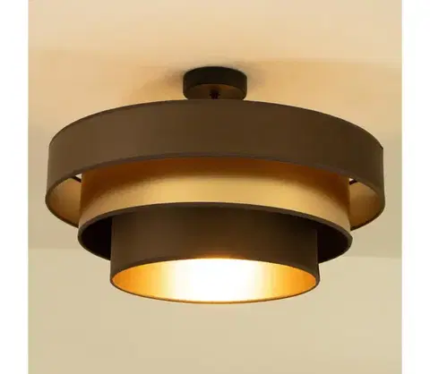 Svietidlá  Prisadený luster WENTA 1xE27/60W/230V pr. 50 cm hnedá/zlatá H0839