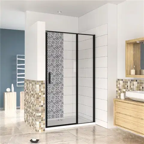 Sprchovacie kúty H K - Sprchové dvere BLACK SAFIR B5 90, jednokrídlové s pevnou stenou 89-91 x 185 cm SE-BLACKSAFIRB590