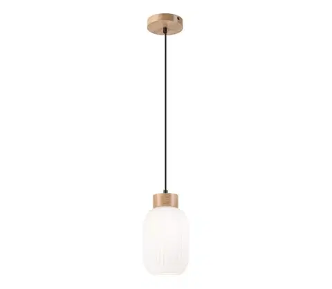 Svietidlá  Luster na lanku HARMONY 1xE27/15W/230V pr. 14 cm biela/dub LM - 1.258 / A