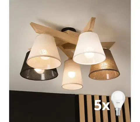 Svietidlá BRILAGI - LED  Prisadený luster ANTHONY 5xE14/40W/230V dub 8590828610823