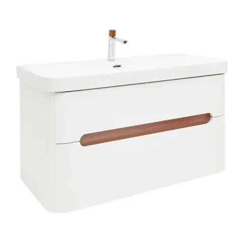 Kúpeľňový nábytok Kúpeľňová skrinka s umývadlom a batériou SAT Fusion 97,5x53x45 cm biela matná mat SATFUSION2100WUBA SATFUSION2100WUBA
