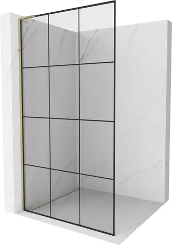 Sprchové dvere MEXEN/S - Kyoto L Sprchová zástena WALK-IN 120 x 200, čierny vzor, zlato 800-120-103-50-77