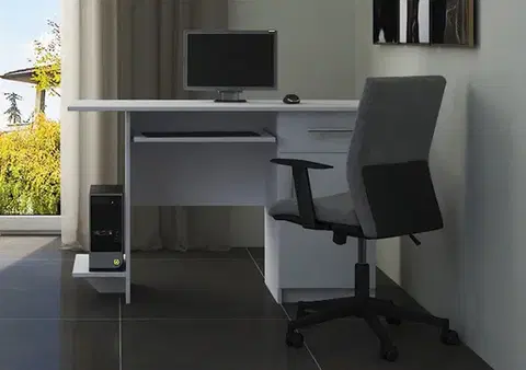 Písacie stoly Pracovný stôl VEBER biely, pravý