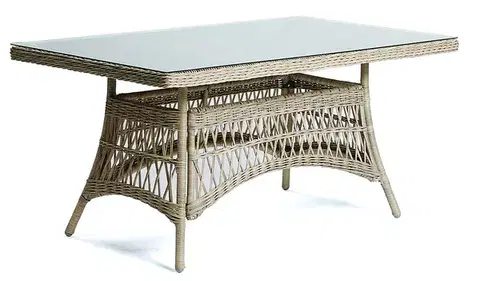 Stolčeky DEOKORK Zahradný stôl z umelého ratanu OXFORD 160x90 cm