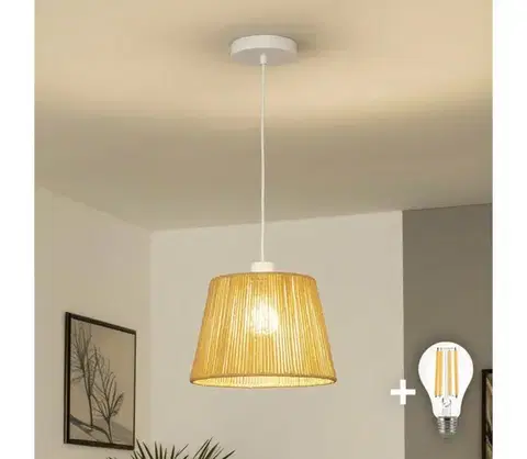 Svietidlá Brilagi - LED luster na lanku CERIA BOHO 1xE27/40W/230V priemer 28 cm hnedý EG300171+EG781111