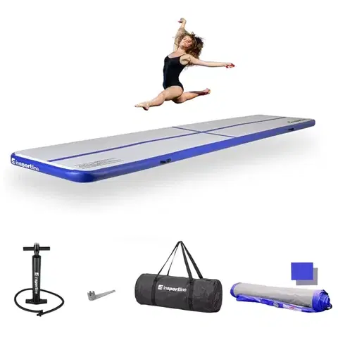Žinenky Airtrack inSPORTline Airstunt 500x100x10 cm bielo-modrý s ručnou pumpou