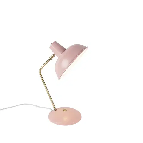 Stolné lampy Retro stolná lampa ružová s bronzom - Milou