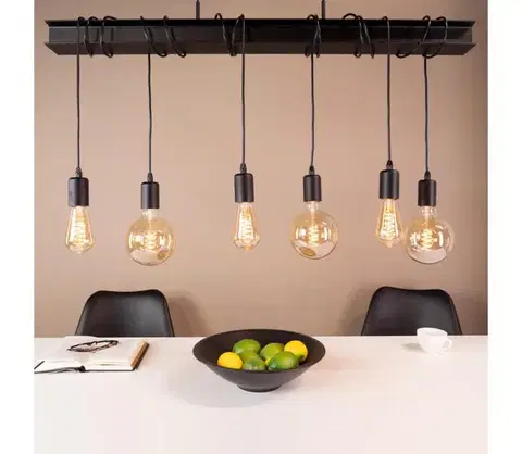 Svietidlá Eglo 43712 - Luster na lanku TOWNSHEND 6xE27/60W/230V čierna 43712