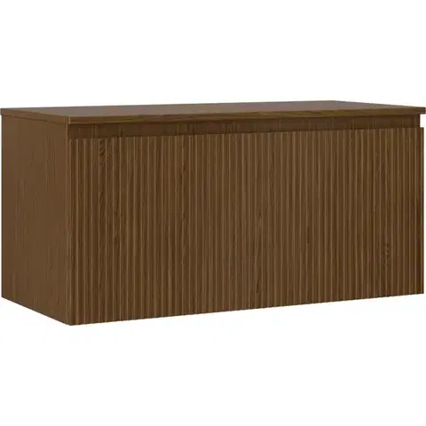 Kúpeľňový nábytok MEXEN/S - Rivel kúpeľňová skrinka pod umývadlo 100 cm s doskou, 1 šuplík, reliéf, orech 91A20-10047-1-BFC86