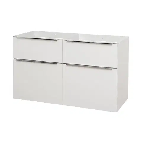 Kúpeľňový nábytok Mereo Mailo, kúpeľňová skrinka 120 cm, biela, elox AL madlo CN513SN