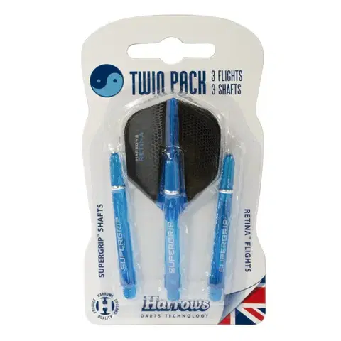Násadky na šípky Násadky a letky Harrows Twin Pack Medium Aqua