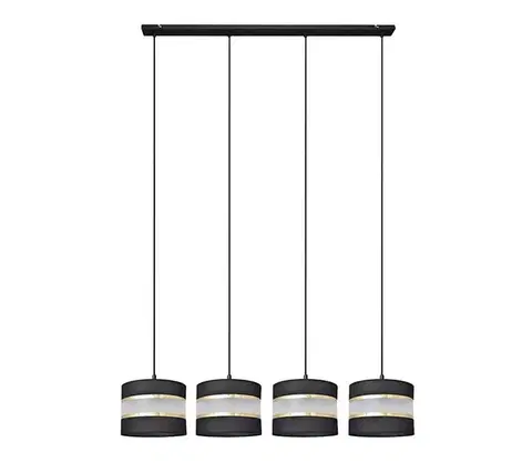 Svietidlá  Luster na lanku HELEN 4xE27/15W/230V čierna/zlatá W-L 0801/4 BK+GO+MAT