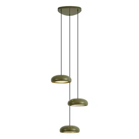 Závesné svietidlá Retro zelená závesná lampa s kovovým tienidlom 6-svetelná - Macaron