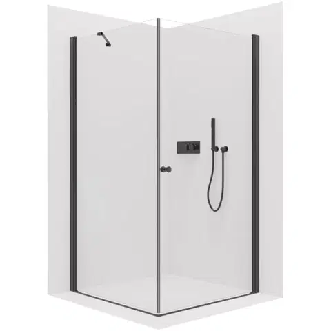 Sprchovacie kúty CERANO - Sprchovací kút Antelo L/P - 6 mm - čierna matná, transparentné sklo - 120x40x190 - otočný CER-482221