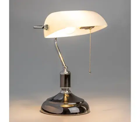 Lampy Brilagi - Stolová lampa BANK OFFICE 1xE27/60W/230V čierna/strieborná/biela L352-BI/CRSTR