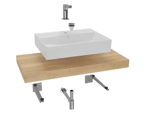 Kúpeľňový nábytok Koupelnová sestava SAT s deskou pod umyvadlo Dolce 100x8x50 cm dub halifax KSETDO11 KSETDO11