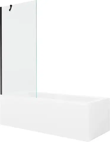 Sprchové dvere MEXEN/S - Cubik obdĺžniková vaňa 160 x 70 cm s panelom + vaňová zástena 80, transparent, čierna 550316070X9508000070