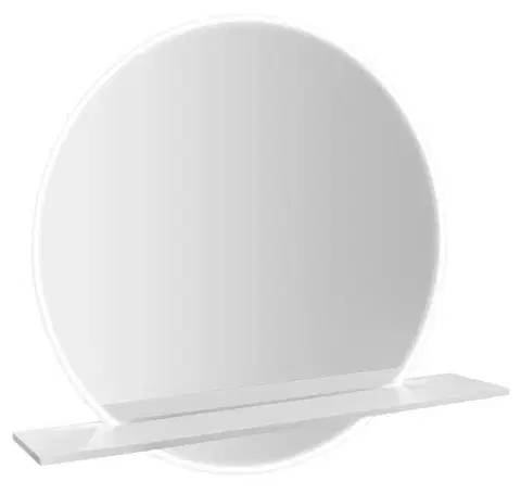 Kúpeľňové zrkadlá SAPHO - VISO guľaté zrkadlo s LED osvetlením a policou, ø 70cm, biela mat VS070-02