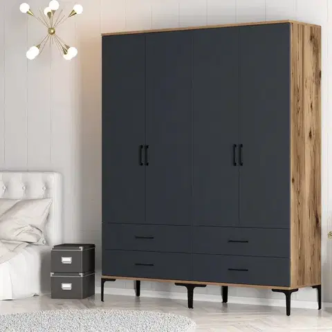 Šatňové skrine Šatníková skriňa Kumsal TT - Walnut, Anthracite