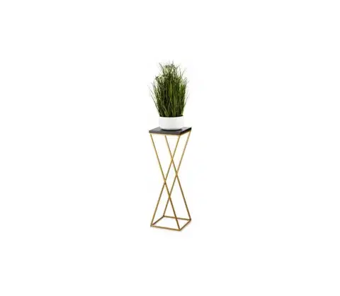 Stojany na kvetiny HowHomely Stojan na kvety LOFT 70x24 cm zlatá/čierna 10-1630-70-GB-MDF