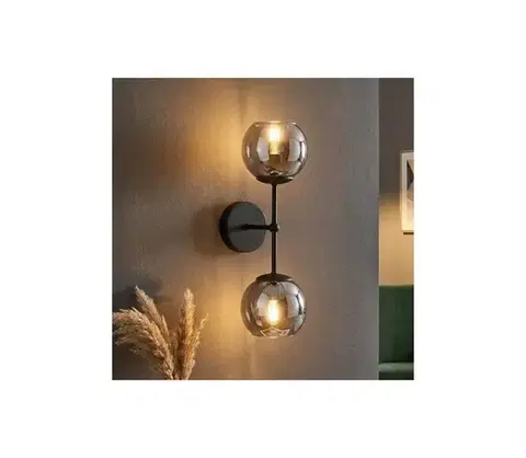 Svietidlá BRILAGI - Nástenné svietidlo DIOR 2xE27/60W/230V čierna/dymovo-šedá 59-027B