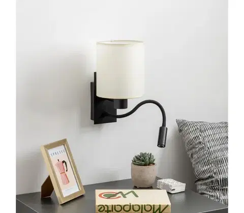 Svietidlá BRILAGI - LED Nástenná lampa NUBILA 1xE27/25W/230V + LED/3W čierna/krémová BG1558+BG1585