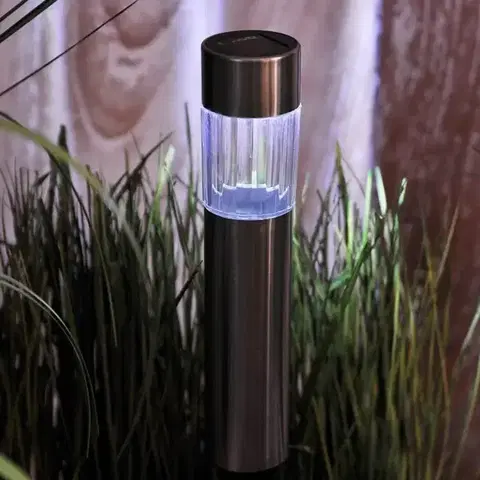 Solárne dekoračné lampy Solárna lampa 1 LED BY-131574 mini tuba inox
