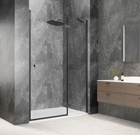 Sprchovacie kúty POLYSAN - GLOBE GUN METAL sprchové dvere do niky 900, číre sklo, pravé GB1090RGM