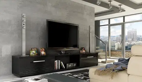 TV stolíky MALTEZ TV stolík čierny lesk