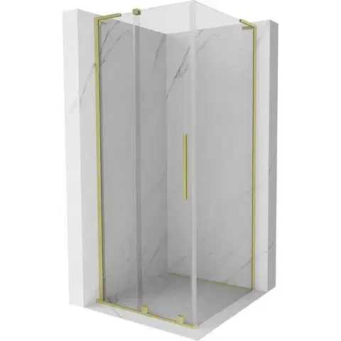 Sprchovacie kúty MEXEN/S - Velar L sprchovací kút, posuvné dvere 110 x 110, transparent, zlato kartáčovaná 871-110-110-03-55