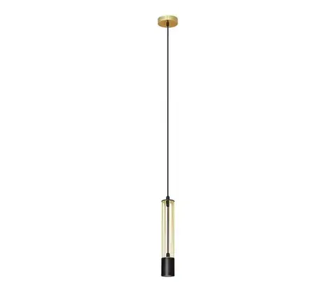 Svietidlá  Luster na lanku BARS 1xGU10/20W/230V zlatá/čierna W-KM 1115/1 BK+GO+BK