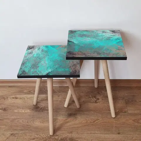 Konferenčné stolíky Sada odkladacích stolíkov (2 kusy) 2Shp57 - Turquoise