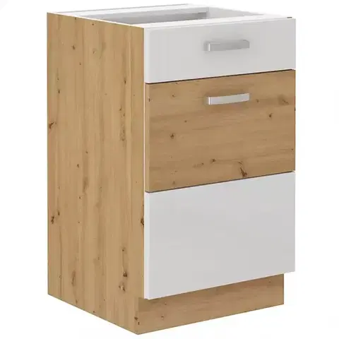 Kuchynské skrinky stojace Skrinka do kuchyne ARTISAN biela lesklá 50D 1F 1S