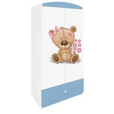 Skrine do izieb Skriňa Babydreams Modrá – Medveď s kvetmi