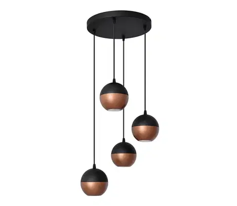 Svietidlá  LED Luster na lanku MIDWAY 4xGU10/4,8W/230V čierna/medená W-KD 1804/4 BK-B+BR