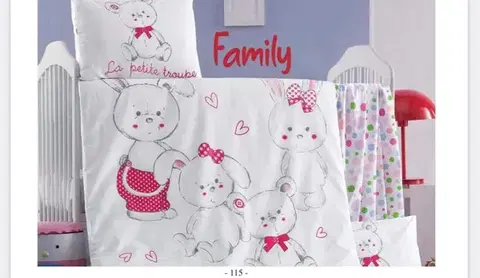 Detské obliečky Obliečky bavlnené detské Family 130x90cm+45x65cm TiaHome