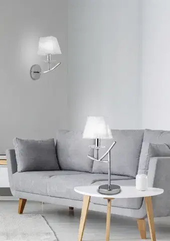 Nástenné svetlá Chrómová nástenná lampa / biele organzové tienidlo 40W E14 Valencia