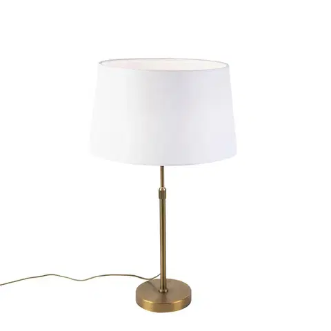 Stolné lampy Stolná lampa bronzová s tienidlom z ľanu biela 35 cm - Parte