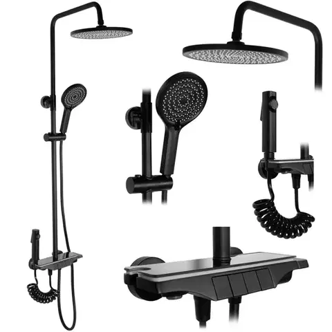Kúpeľňové batérie REA REA - Sprchový set s termostatom Savio Black REA-P8410