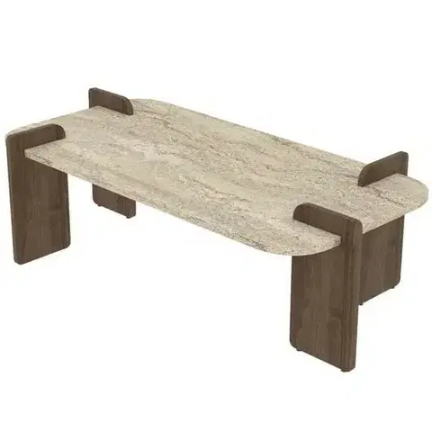 Konferenčné stolíky Konferenčný stolík Asha Grand – Travertine, Walnut