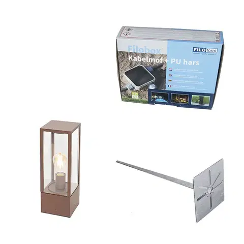 Zahradne stlpove lampy Priemyselné stojace vonkajšie svietidlo hrdzavohnedá 40 cm IP44 - Charlois