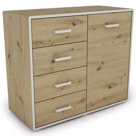 Komody do spálne Komoda Capannoli 100 4s 1d dub artisan/biela