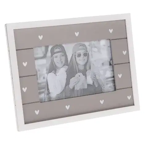Klasické fotorámiky Drevený fotorámček So much hearts hnedá, 22 x 17 cm