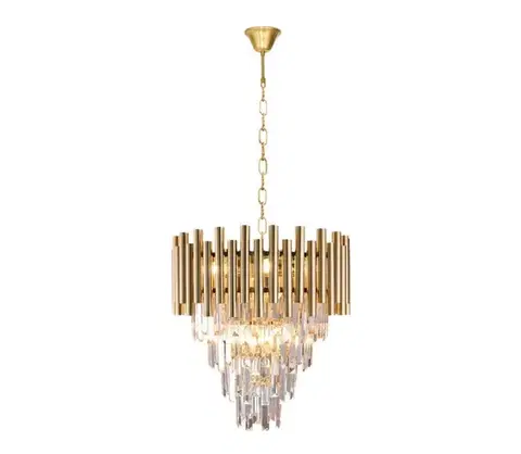 Svietidlá  Krištáľový luster na reťazi MADISON 9xE14/40W/230V zlatá ML5992