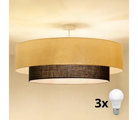 Svietidlá BRILAGI - LED prisadený luster BOHO STYLE 3×E27/15W/230V, priemer 80 cm, krémová/hnedá 8590828028024