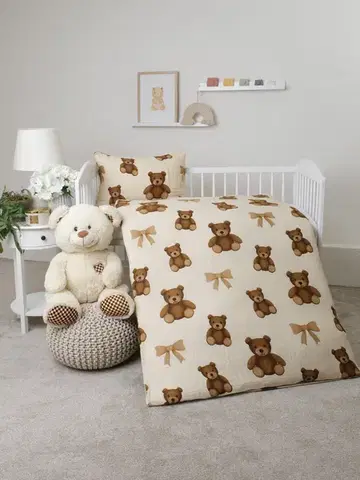 Detské obliečky MKLozkoviny.sk Mušelínové obliečky do postielky - Plyšové medvedíky - 100 × 135 cm - 40 x 60 cm
