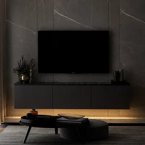 TV stolíky SIMA závesný TV stolík, antracit / čierny mramor